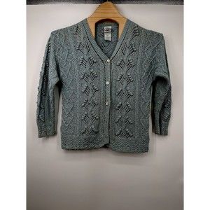 Vintage 90s Laura Ashley Open Knit Cardigan Blue Size M  Cottagecore EUC